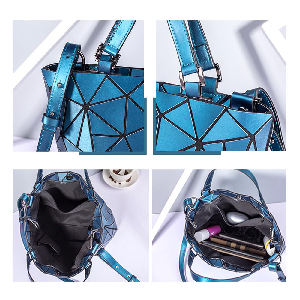 Creative Geometric Diamond Handbags Bucket Women Fashion Luminous Portable Shoulder Messenger Bag