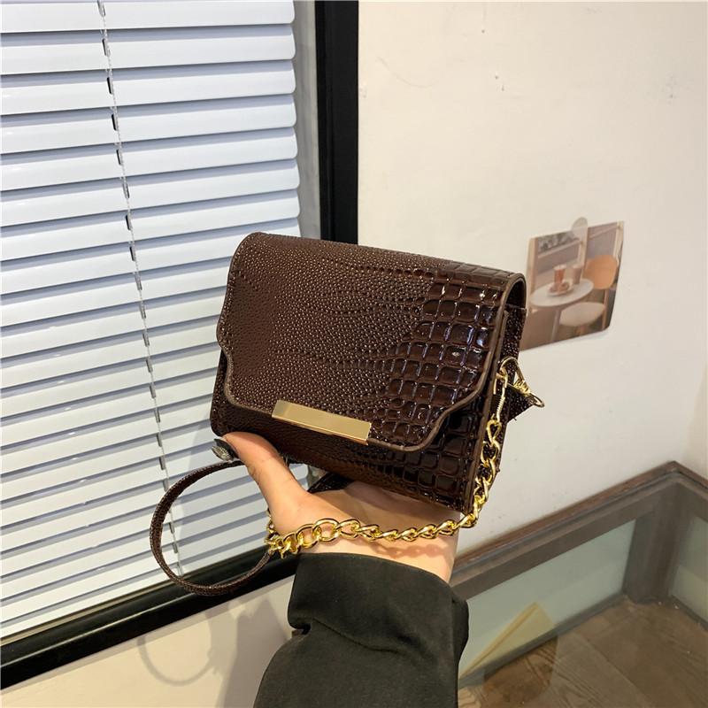 Chic Minimalist Pu Small Square Handbag With Elegant Crocodile Pattern For Women