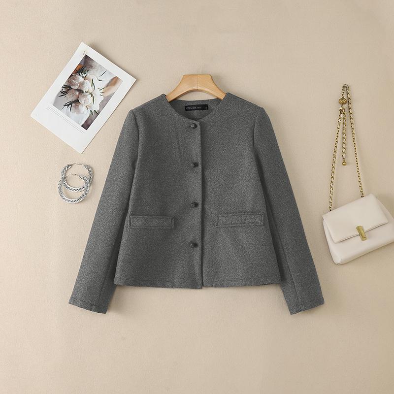 ZANZEA Women Casual Round Neck Long Sleeve Thin Woolen Jackets