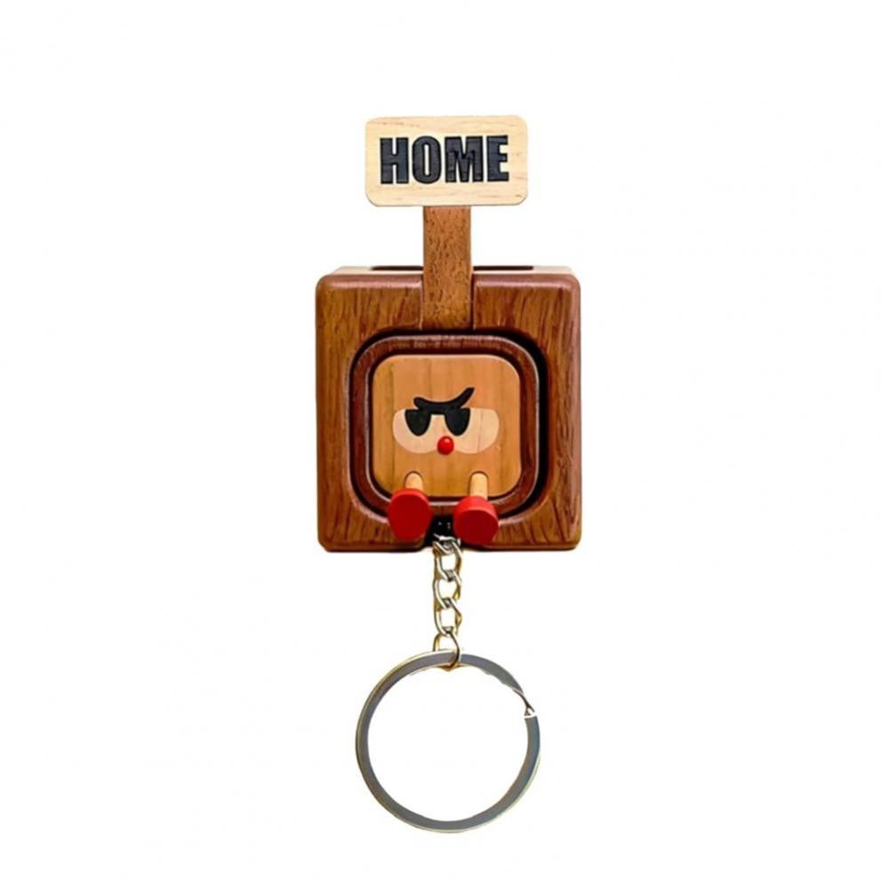

Creative Wall Mount Wooden Key Holder Funny Face Expressions Cartoon Entryway Key Rack Keychain