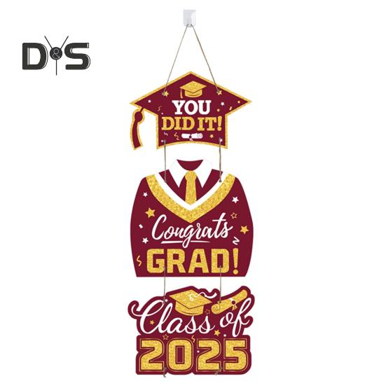 

Выпускной 2025 года, подвесная табличка для входной двери Выпускной 2025 года Приветственная табличка для украшения крыльца выпускного красный