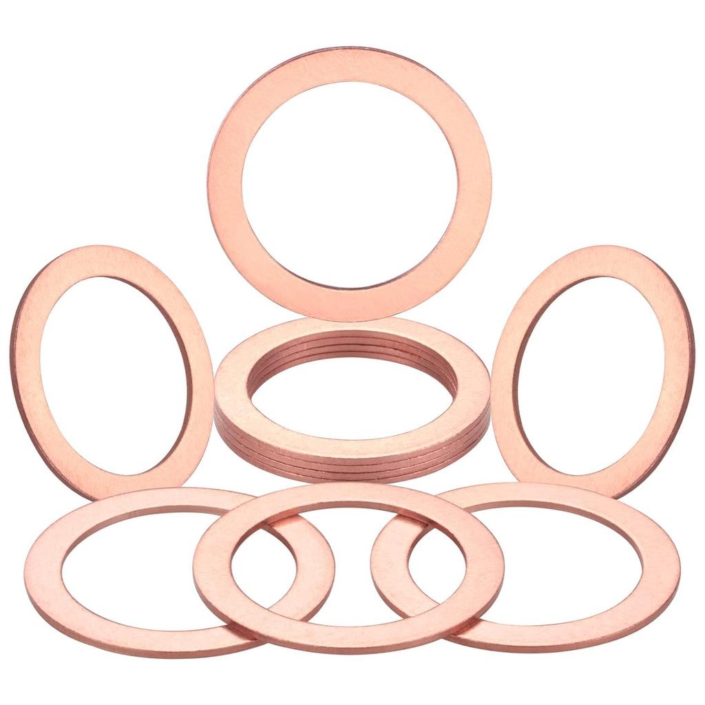 M12 Copper Oil Drain Plug Crush Washer Gasket Fits for BMW, M12 x 17 x 1.5, 10 Pack