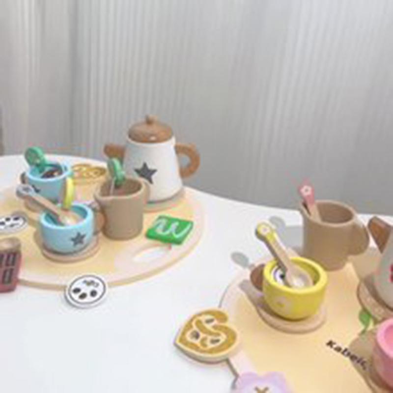 Wooden Tea Set For Little Girls Wooden Toys Toddler Tea Set Play Kitchen Accessories For Kids Pretend Play Food Tea Party Toys