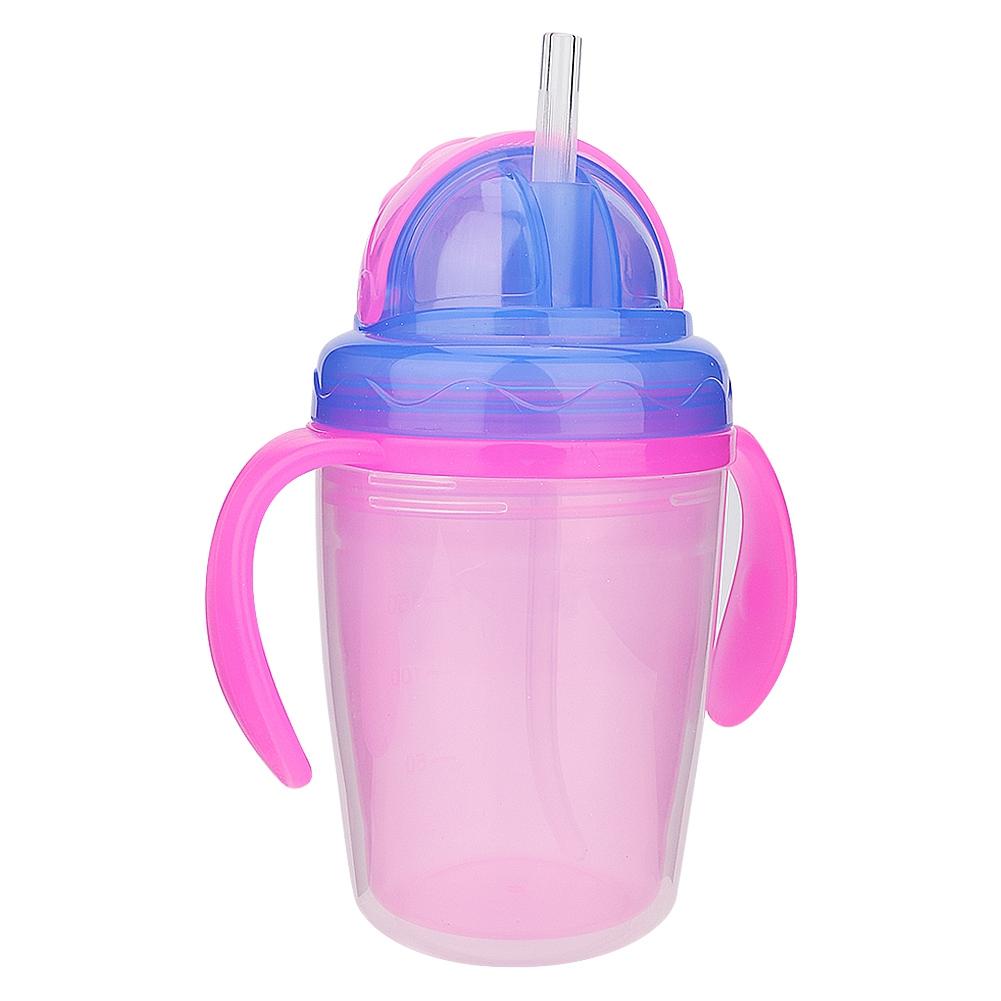 Baby Cup Bottle Straw Water Feeding Portable Handle Training Drinker Accessories (Pink)