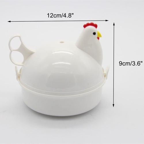 MCCRUA Chicken-Patterned Egg Boiler, Holds 4 Eggs, Microwave-Safe, Egg Steamer, Makes Soft-Boiled and Hard-Boiled Eggs, Easy, Safe, and Cute Cooking S