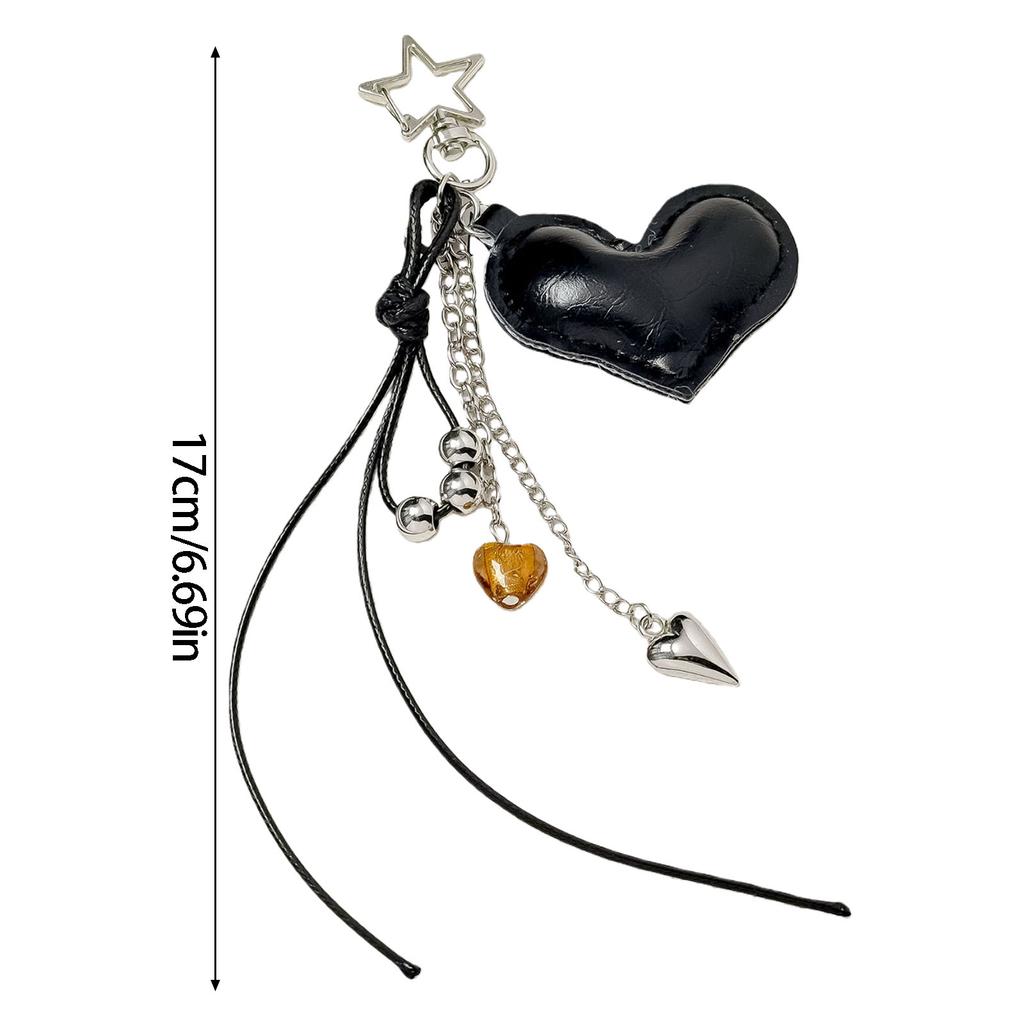 Stylish Leather Heart Bag Charm With Intricate Braided Design And Alloy Accent Unique Key Holder Accessory