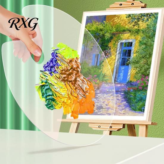 Ergonomic Art Mixing Board Acrylic Paint Palette, Clear Artist Tray with Thumb Hole, Non-Stick Oil Lightweight Painting Palette for Acrylic,