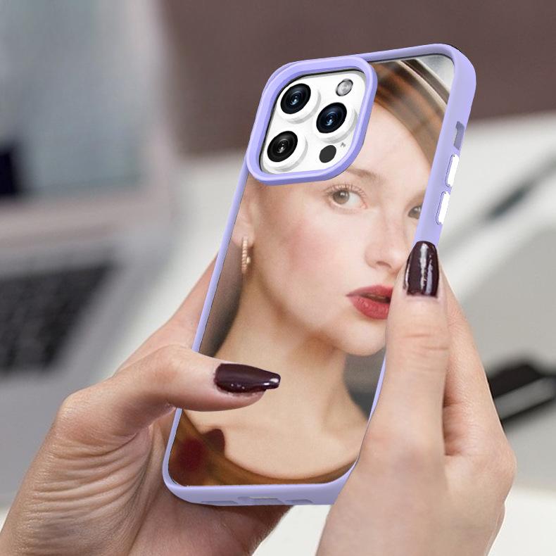 This Iphone15 Phone Case Exudes A Light Luxury and High-end Feel. It Features A Matte TPU Frame, A Touch-up Mirror, and An Apple Protective Case