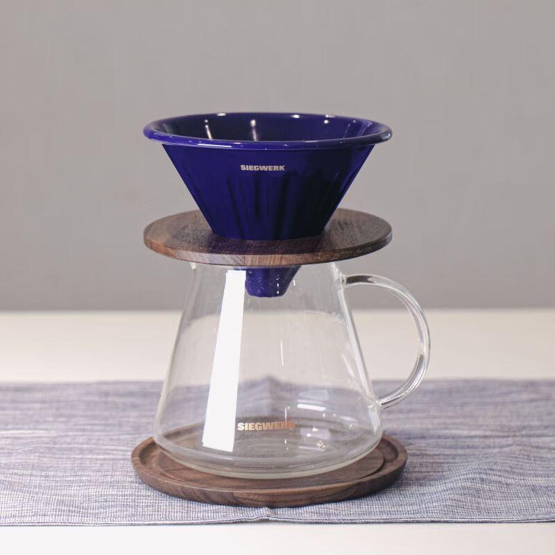 SIEGWERK Enamel Coffee Dripper & Glass Server Set