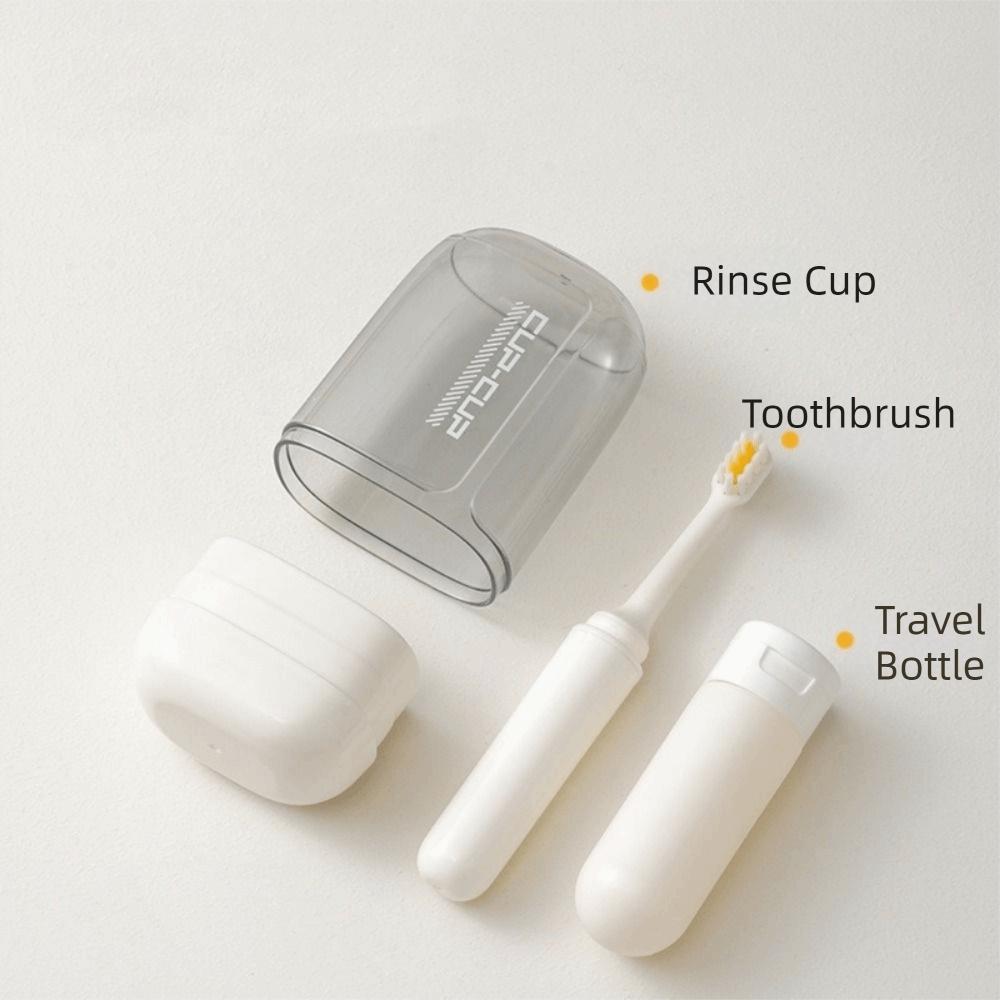Plastic 3 In 1 Travel Toothbrush Set Folding Mouthwash Cup Travel Toothbrush Cup  Travel