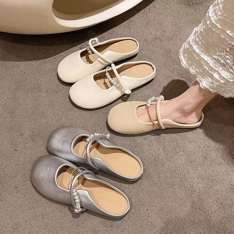 French High-end Bag Head Half Slippers Women's Summer Wear Fashion 2025 New Summer Flat Beach Muller Shoes
