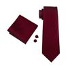 Hi-Tie Weinrotes Herren-Krawatten-Set aus Seide, Brosche, Anstecknadel, Krawatte, Einstecktuch, Manschettenknöpfe, Krawattenklammer für geschäftliche Hochzeit