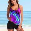 Women's Beachwear Blue Teardrop Halter Women's Tankini Swimsuit Two Piece Bikini Set Beachwear S-5XL