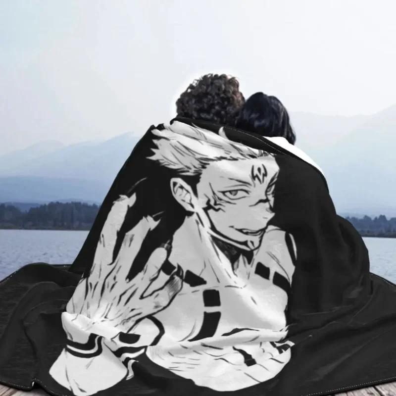 3D-Druck coole Anime Sukuna jujutsu Kaisen Decken bequem weich Flanell Herbst Manga Überwurfdecke für Sofa Reise Schlafzimmer