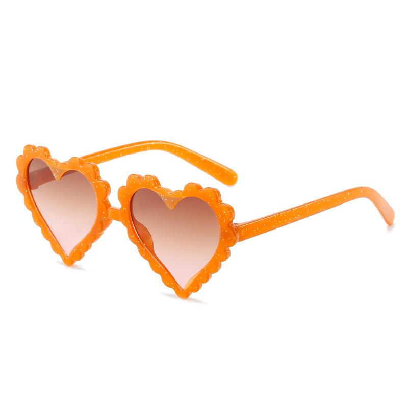 

Солнцезащитные очки с гофрированной оправой Peach Heart, детские персонализированные солнцезащитные очки с круглой оправой для детского лица