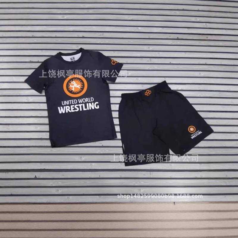 Mens Short Sleeve Boxing Training Set - Cotton Blend Athletic T-Shirt Shorts Martial Arts Practice