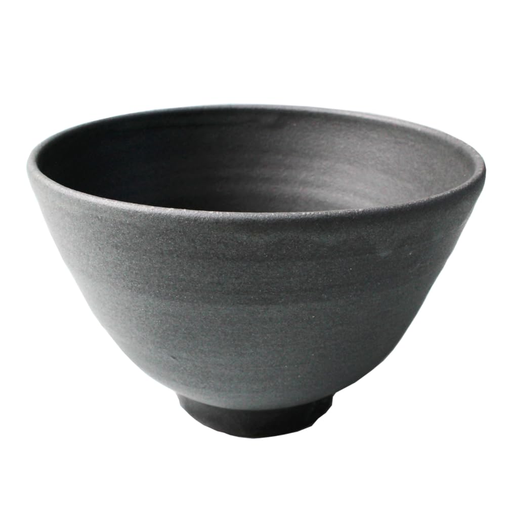 Takei Honpo Kyo-yaki Bukotsu Design Rice Bowl Slightly Large Serving Charcoal Color Handmade Tableware Pottery Artist