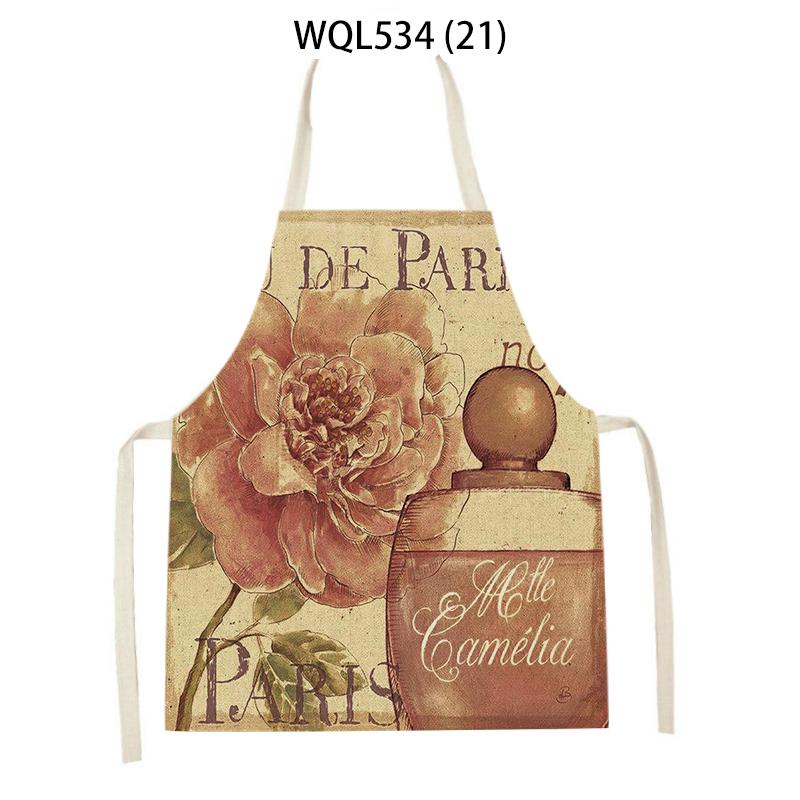 Women Men Retro Bird Flower Butterfly Printed Kitchen Aprons Household Cleaning Pinafore Baking Accessories Linen Cooking Apron