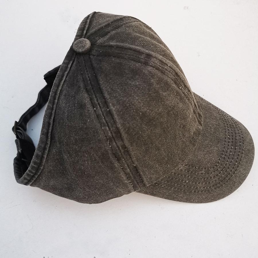 

Unisex Distressed Washed Cloth Ponytail Baseball Cap - Half-Top and Duckbill Design for Outdoor Sun Protection чорний