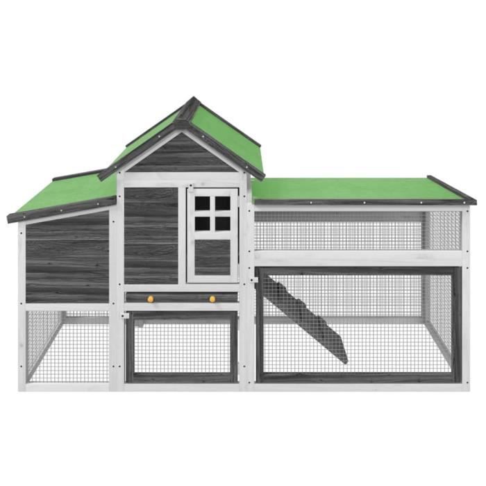 VidaXL Chicken Coop Grey 186.5x58.5x113 Cm Solid Pine Wood 172229