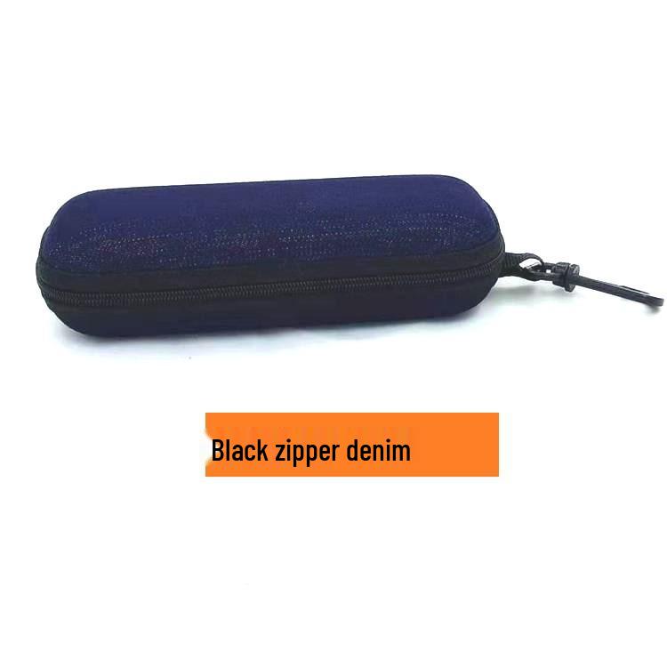 EVA Denim Zippered Glasses Case for Myopia or Sports Sunglasses - Pressure Resistant and Casual Design