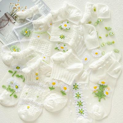 Women's Summer Lace Boat Socks - Ultra-Thin, Breathable Crystal Ice Silk Short Socks