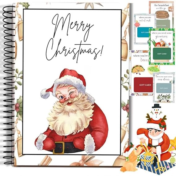 Christmas Gift Card Holder Book - Hardcover Spiral-Bound Keepsake with Christmas cup Cover for Holiday Surprises DIY Detachable Pages