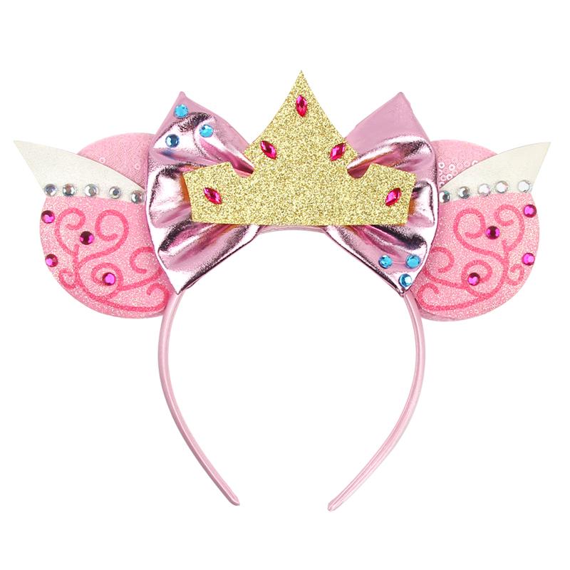 Trip Mickey Ears Headband For Girls Women Sequin Castle 5"Bow Hairband Festival Party Cosplay DIY Hair Accessories