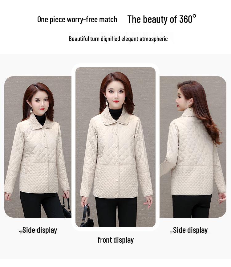 Plus Size Mid-Length Cotton Jacket for Women, 2024 Autumn/Winter, Middle-Aged Mother's Outerwear