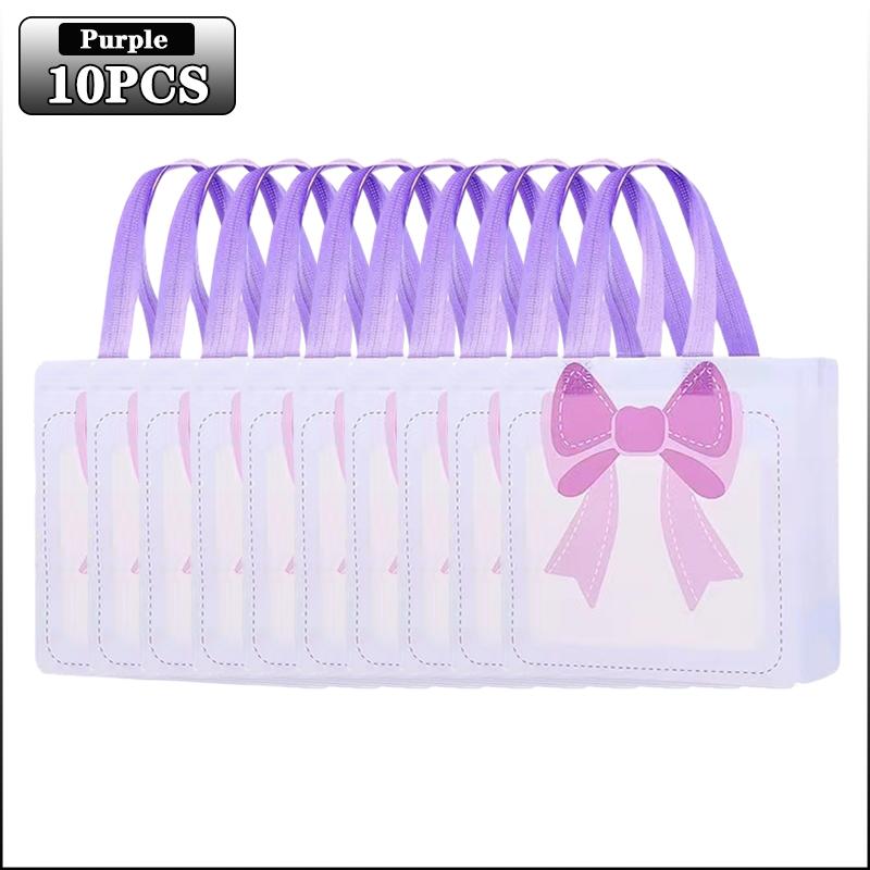 

10 шт. Подарочные пакеты с бантом, многоразовые пакеты для упаковки подарков для выпускного, дня рождения, Хэллоуина, Рождества, сувениры для вечеринки, упаковочные материалы фиолетовый