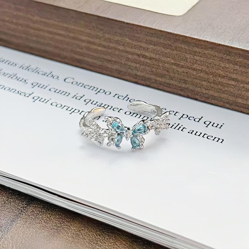 Enamel Dripping Oil Butterfly Series Zir*****Pen Ring Niche Design Light Luxury High Sense Personality Ring Woman