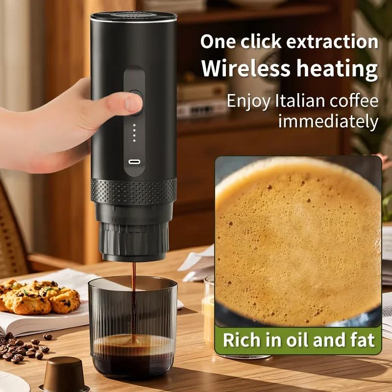 New 3 in 1 Wireless Portable Espresso Machine Capsule Coffee Powder Travel Coffee Maker Smart Extraction Wireless Heating