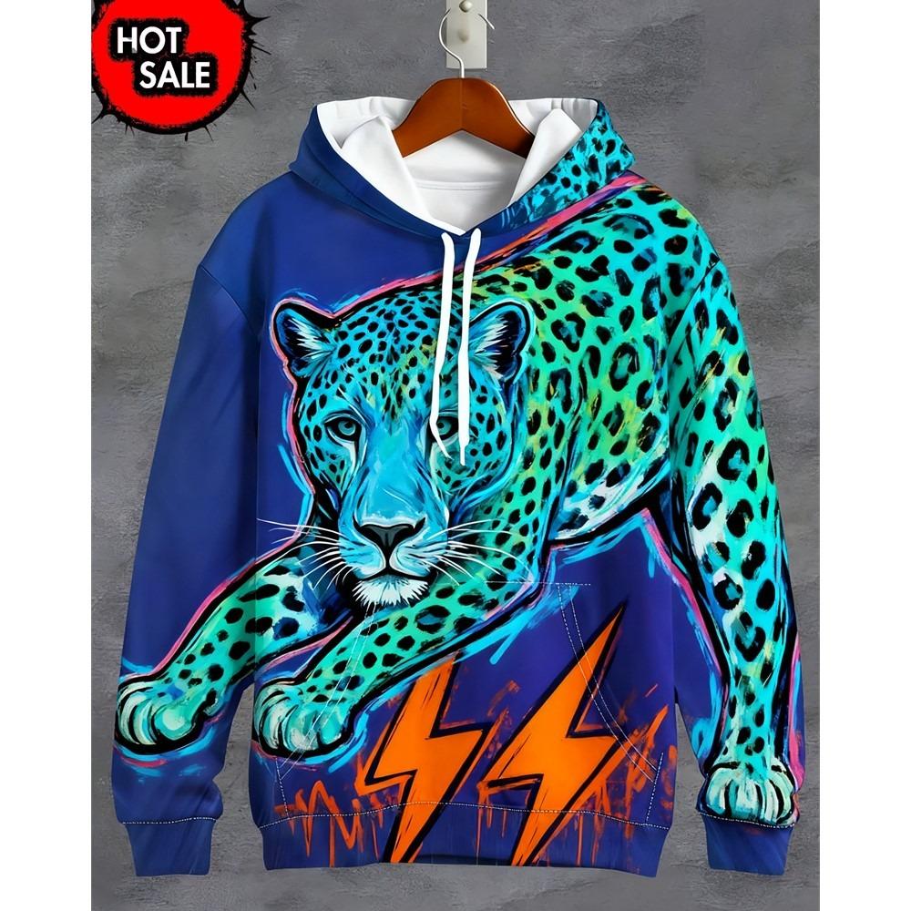 Modische Tier-Kapuzenpullover Für Mann Tiger 3D-Druck Herbst Sweatshirt Hoodie Street Casual Sweatshirt Y2K Übergroß Unisex Kleidung