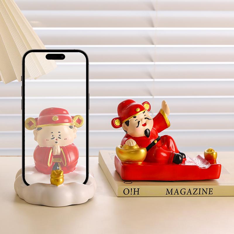 Kreativer Gott des Reichtums Handyhalter Niedliches Modell antiker Menschen Handy-Aufbewahrungsständer Heim-Büro Schreibtischdekoration Ornamente