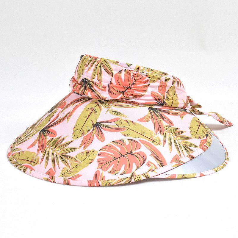 

8017 Summer Sun Protection Sun Hat Retractable Topless Hat Sun Hat Female Outdoor Big Brim Beach Big Brim Pink