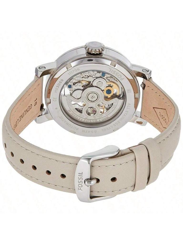 ME3069 Fossil Mechanische Damen-Armbanduhr mit Leder- und Stahlarmband, 3-Zeiger-Anzeige, Edelstahlgehäuse und Kristallglas