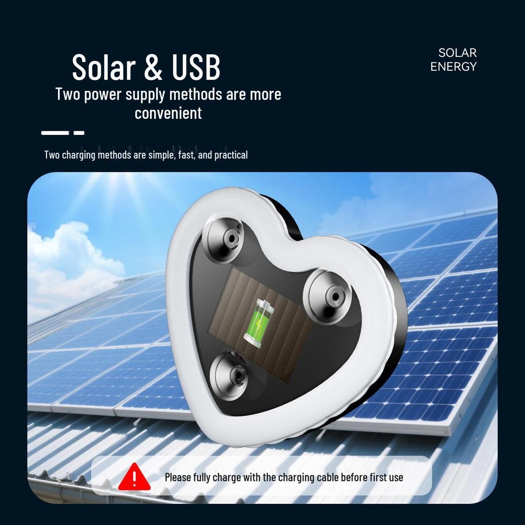 Solar-Powered LED Heart Window Light for Car Interior