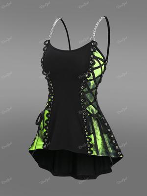 Rosegal  Gothic Tie Dye Lace Up Side Chain Backless Cami Top(Adjustable Shoulder Strap)