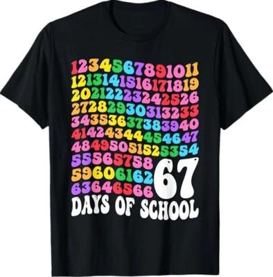 67th Day of School Teacher 67 Math Numbers 100th Days T-Shirt