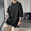 Summer Men's T-shirts Loose Mid Length Plus Size Three Quarter Sleeves Streetwear Outdoor Top