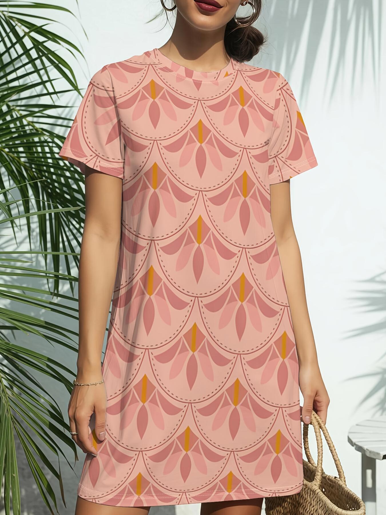 

Peach ScallopNew Women s Crew Neck Short Sleeve T-Shirt Dress. American Style Fashion Trend Digital Print. Spring ; Summer Casual Versatile - Elegant 7XL дубильна кора