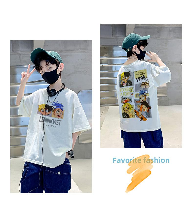 Cotton Cartoon Short Sleeve T Shirt For Boys Summer Loose Casual Top