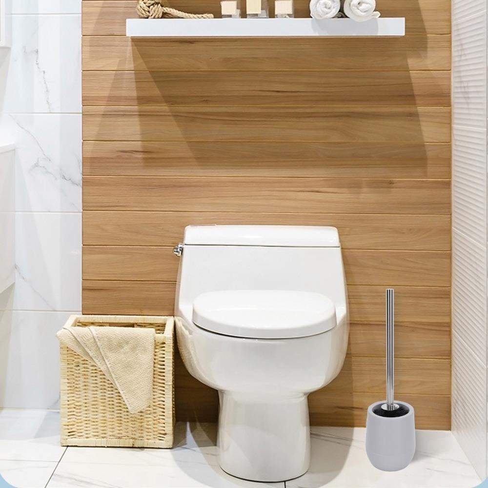 Gray White Toilet Bowl Cleaner Brush Lockable Thread Toilet Brush and Holder  Toilet Cleaning