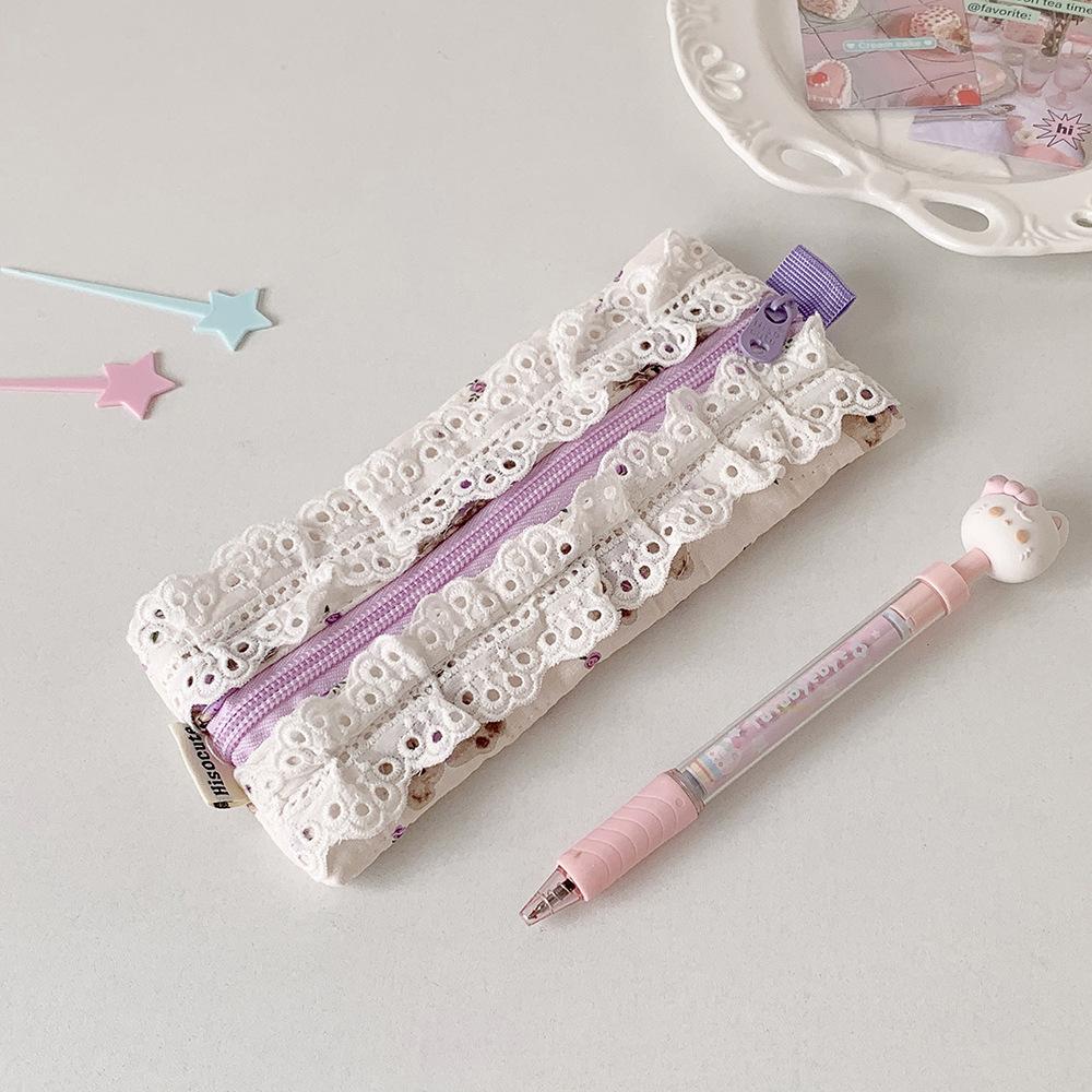 1 Pc Cute Korean Fashion Pencil Pouch Mini Kawaii Causal Jacquard Knitted Pencil Case Stationery Storage Bag Student Supplies