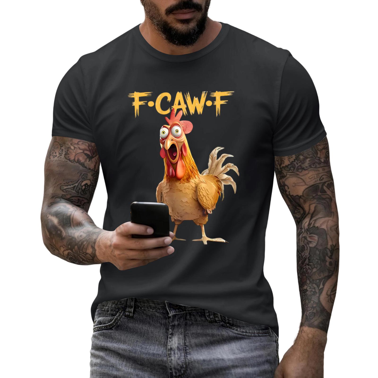 

Мужская мода повседневный принт с коротким рукавом круглый вырез пуловер топы M чёрный