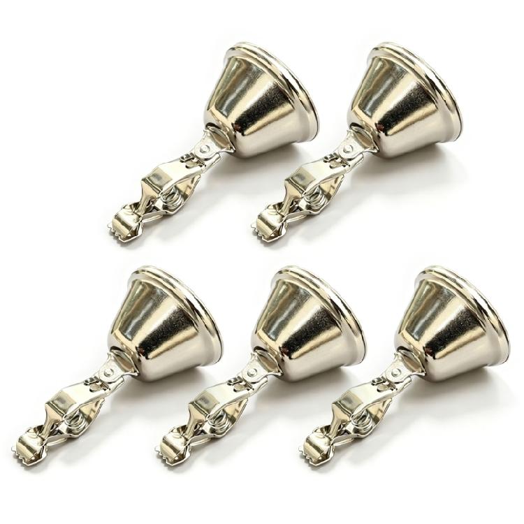 Fishing Rod Bells Spring Clip Signal Set of 5, Metal Bites Indicators Notice Accessory for Night Fishing, Shore Fishing and Rod Watch Use Daily