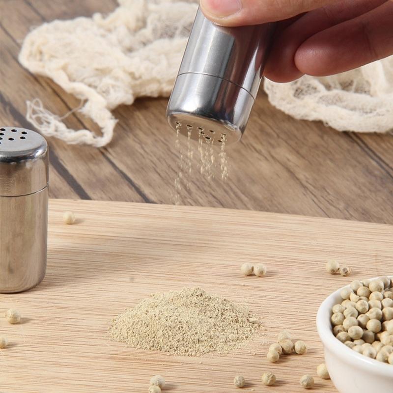 4Pcs Stainless Steel Miniature Salt Shakers Seasoning Box Condiment Holders Easy Carry Spices Container for Restaurant