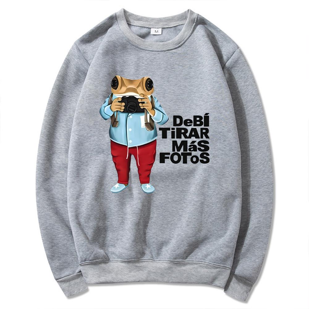 Cartoon Frog DTMF Printing Sweatshirt Debi Tirar Mas Fotos Shirt Funny Frog Pullover Unisex Long Sleeve Sweatshirts Latina Gift