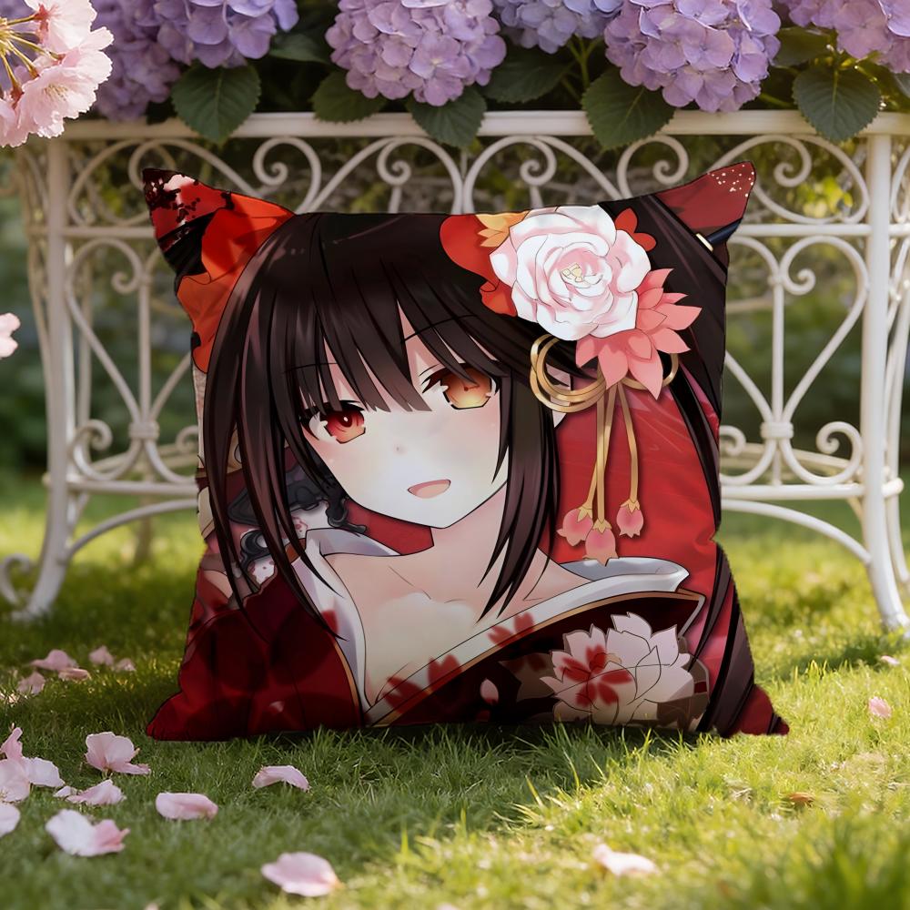 Anime D-Date A Live Cushion Cover Home & Car Dual-Scene Pillow Cover: Reversible for Premium Comfort