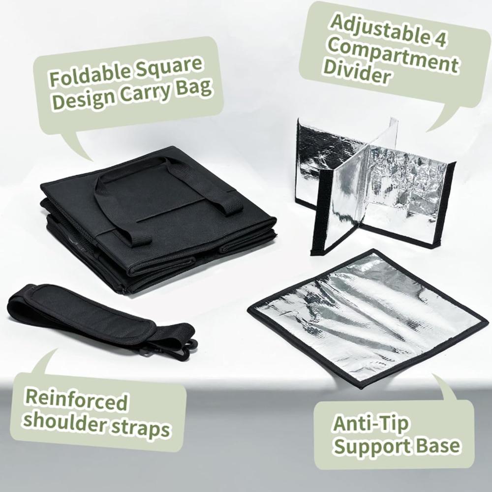 Insulated Drink Bag, Beverage Tote Bag, Reusable Drink Carrier with Handle, Foldable Four-cup Drink Bag with Spill-proof Base